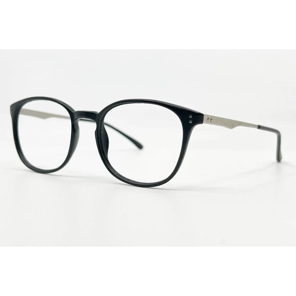 Ottoto Eyeglasses Unisex Black Silver Round Frame 48-19-145